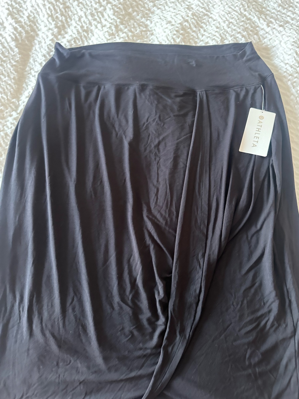 Athleta Black Maxi Skirt with Draped Wrap Front
